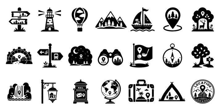     旅行・観光ロケーションアイコンセット／Travel Location Icon Collection