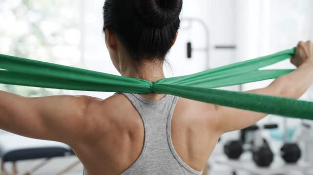 Woman doing resistance band exercise