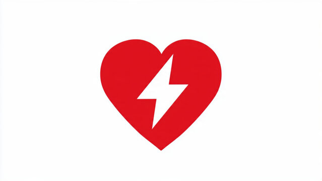 Red heart with white lightning bolt symbol representing love energy or passion