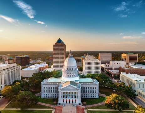 jackson mississippi usa skyline over the capitol building