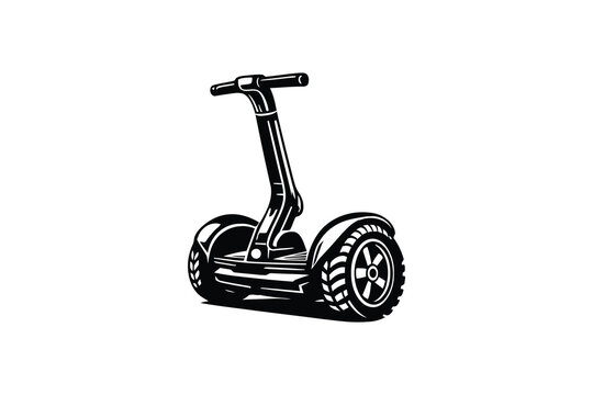 Person riding a segway on a neutral background