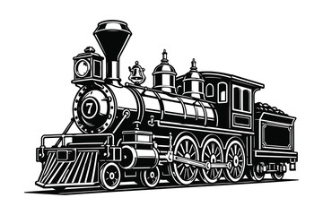Vintage steam locomotive train illustration © Md. Alamin Mia
