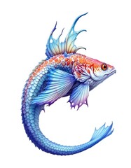 Fototapeta premium Mythical fish, vibrant colors, detailed fins