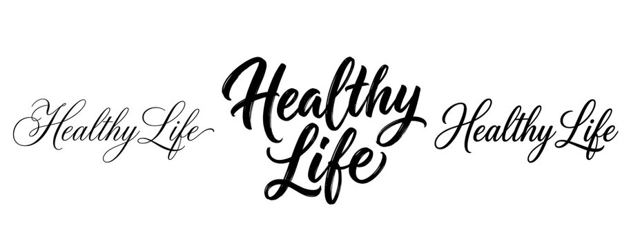 A stylized text logo reading Healthy Life in elegant cursive script on a transparent background
