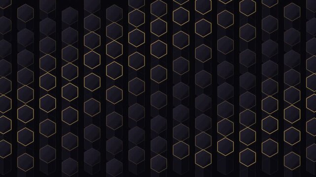 Glowing gold hexagon grid on a dark abstract background