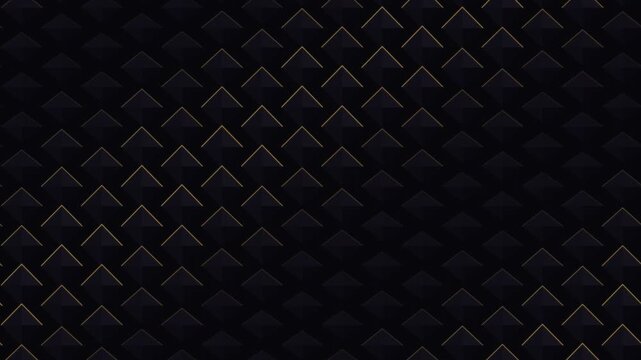 Dark geometric pyramid pattern with glowing gold light accents