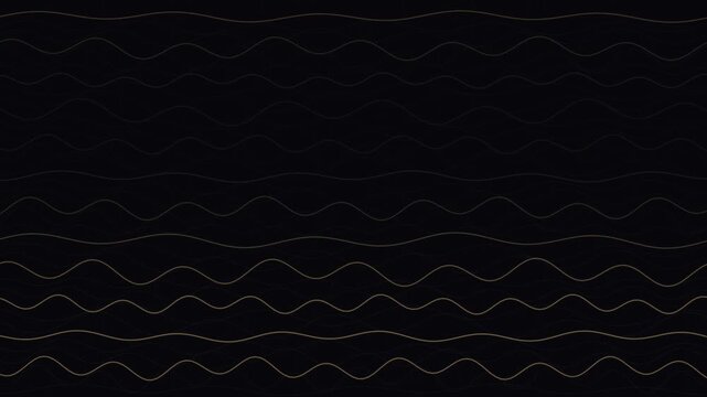 Elegant gold wave lines moving across a black background