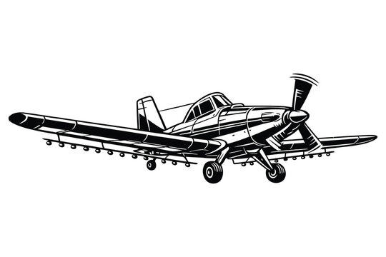 Vintage single-engine propeller crop duster plane