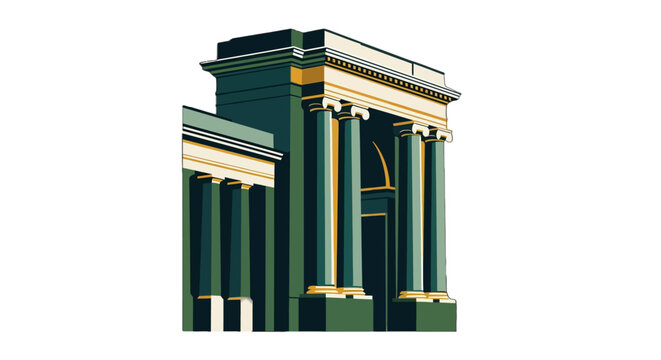 Classical Architectural Columns with Ornate Pediment Detail.