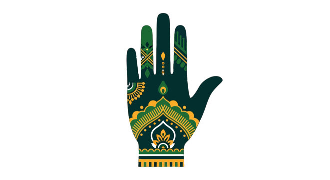 Detailed Intricate Henna Design on Open Hand Artwork.