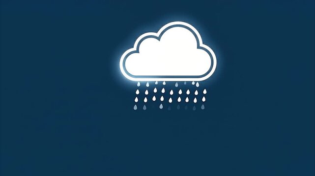 A rain cloud icon with minimalist animated water droplets falling seamlessly Videos