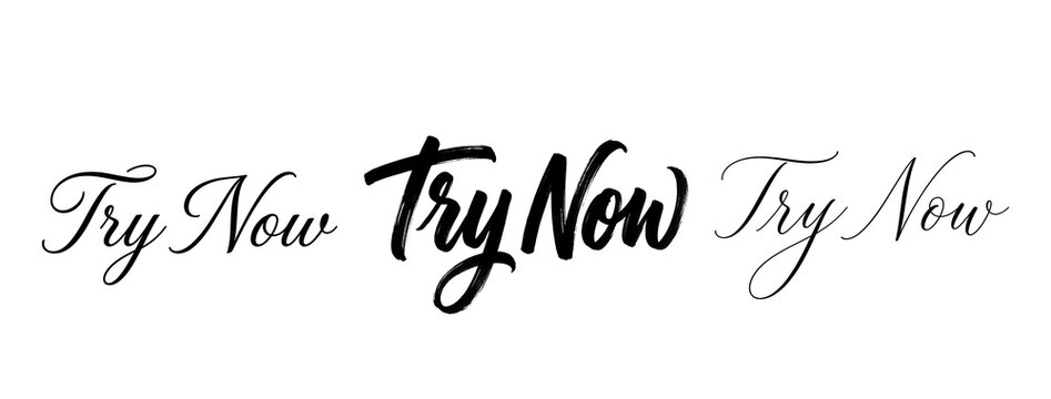 A call-to-action phrase 'Try Now' written in elegant black cursive font on transparent background