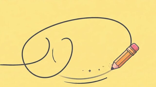 A pencil icon drawing a smooth cursive loop across the screen before lifting off Videos