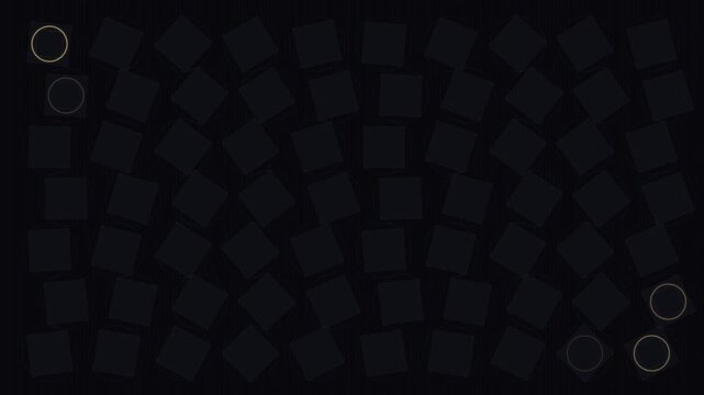 Golden circles illuminate a dark digital grid in an abstract data visu