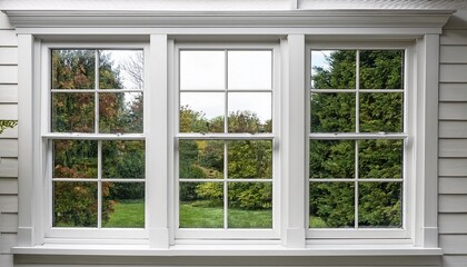 Fototapeta premium white frame vinyl double hung windows