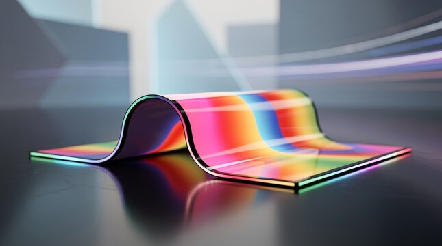 Flexible Display with Vibrant Rainbow Colors Showing Technology