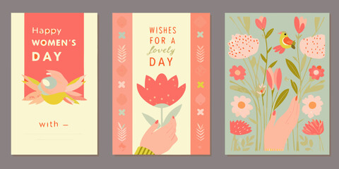 women s day floral greeting cards vector illustration © Shuvra Majumder