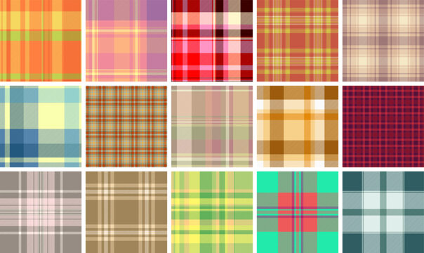 Plaid pattern set for digital invitations. Perfect for e-cards, newsletters, and online announcements. Vector format supports high-resolution displays.