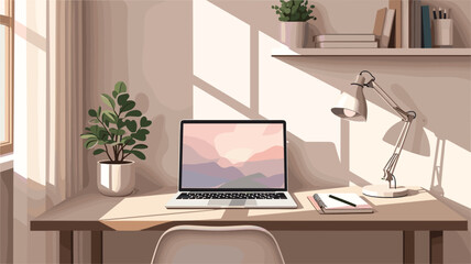 Fototapeta premium Bright Home Office Morning Workspace