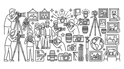Fototapeta premium Set of hand-drawn doodle icons and sketch arrows in a vintage vector illustration collection
