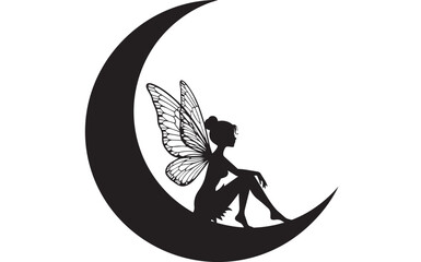 Fairy sitting on crescent moon © rockbd