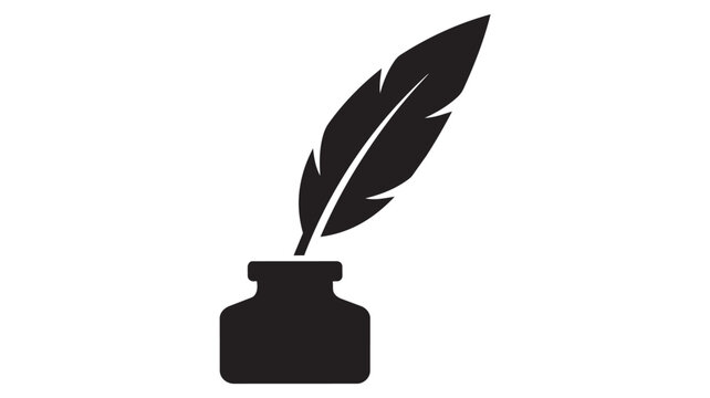 Black feather quill in inkwell