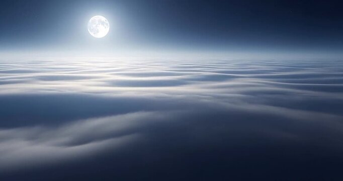 Night sky above a sea of clouds atmospheric landscape