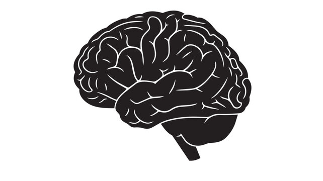 Black brain icon with white outline