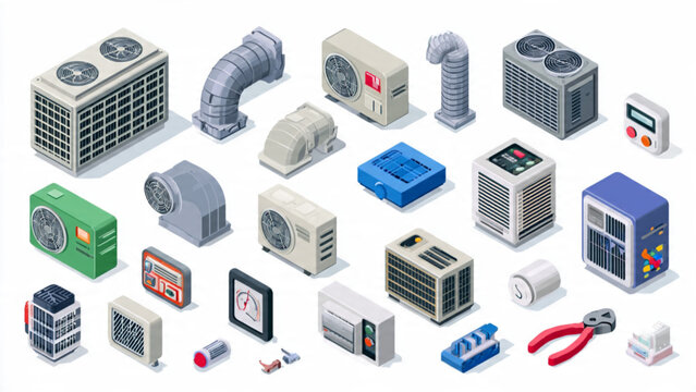Collection of HVAC and Air Conditioning Equipment.