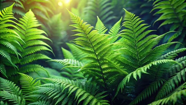 Lush green fern and leaf pattern