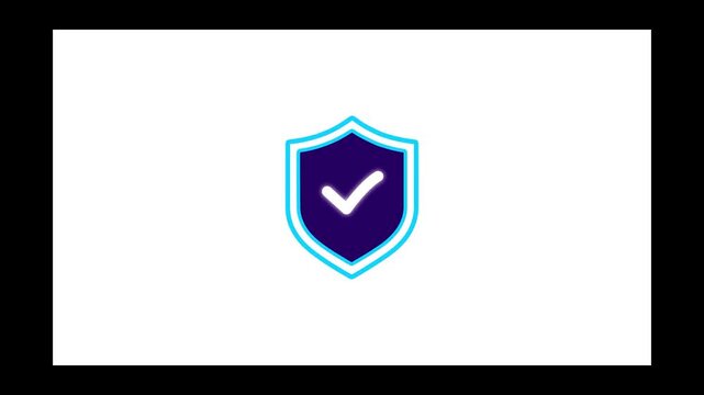 Shield check mark icon video animation. security protection verification safety approval video motion. Security shield icon video animation.