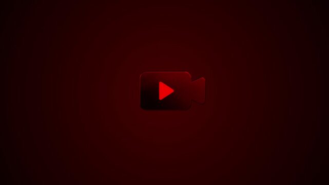 3D video camera icon video animation. 3D Photography camera on video motion black background. 3D video camera icon motion animation