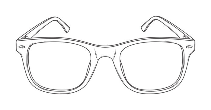 Black outline of classic wayfarer style eyeglasses spectacles eyewear fashion accessory
