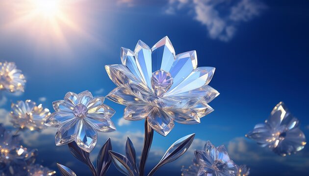 exquisite diamond flower blooming in a dreamy sky