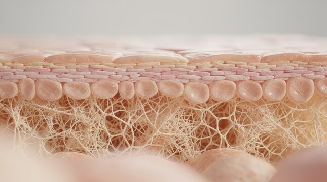 Cross Section of Human Skin Layers and Dermis Structure