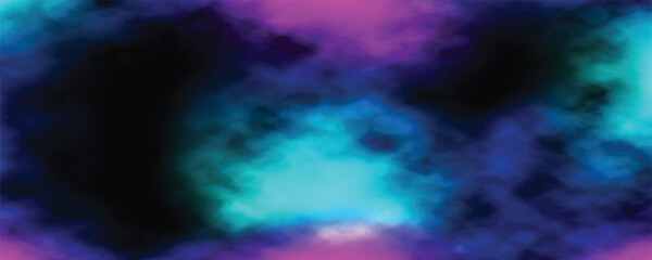 Abstract colorful neon smoke nebula clouds background with blue, purple, and green gradients © Uddin