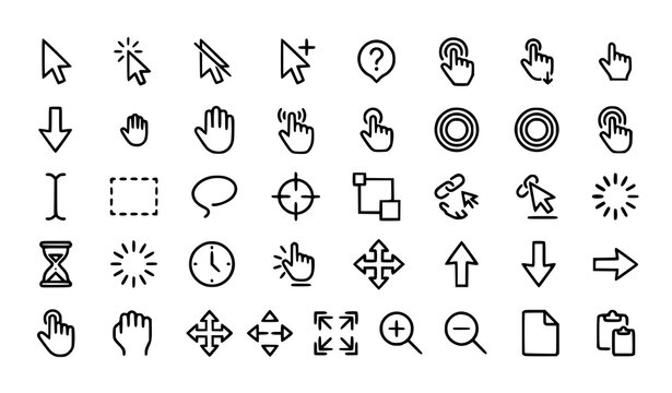 Cursor Click and Pointing Hand Icon Set Computer Mouse Vector Collection