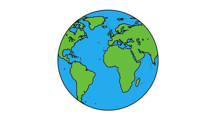 Obraz premium Planet Earth Globe Illustration with Continents on Blue Water Background