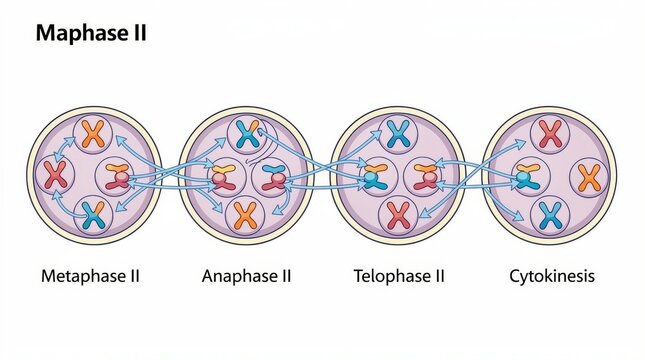 Cell Division Stages Anaphase II and Telophase II Illustrated