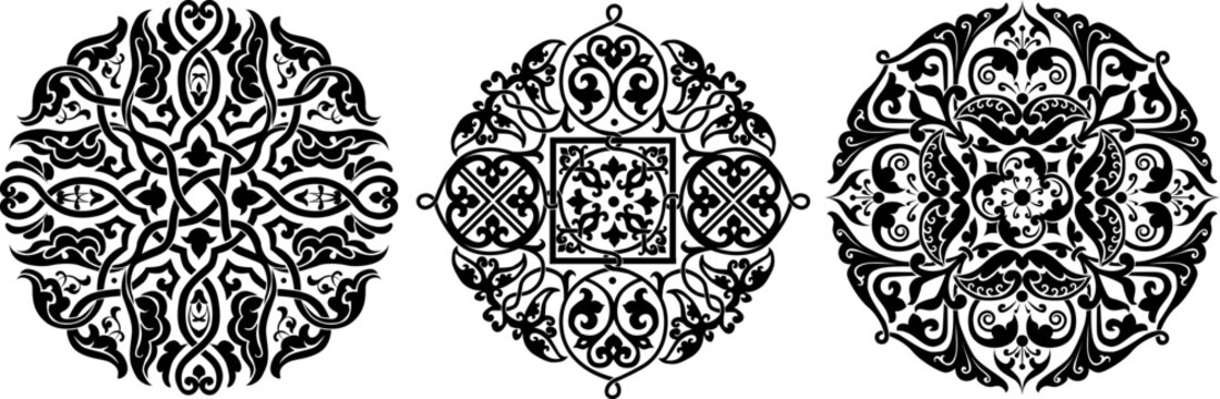 Set of Ethnic ornament patterns. Vector illustration. From collection of ancient russian ornaments
