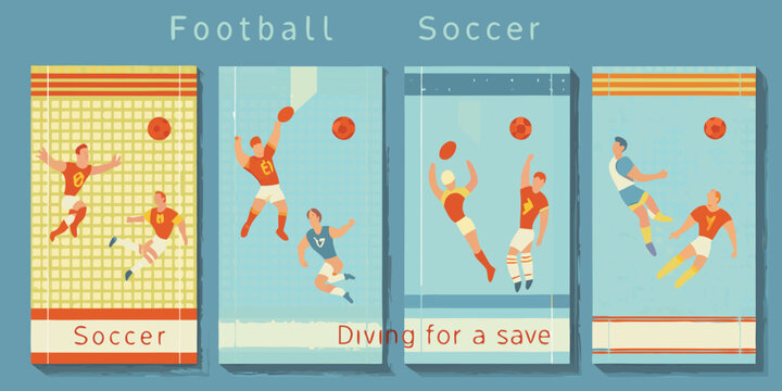 retro soccer posters vector illustration football vintage