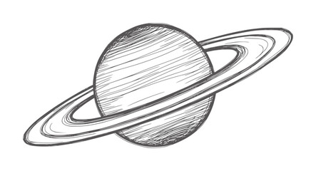 Hand drawn of planet Saturn with rings space handdrawn © Ali