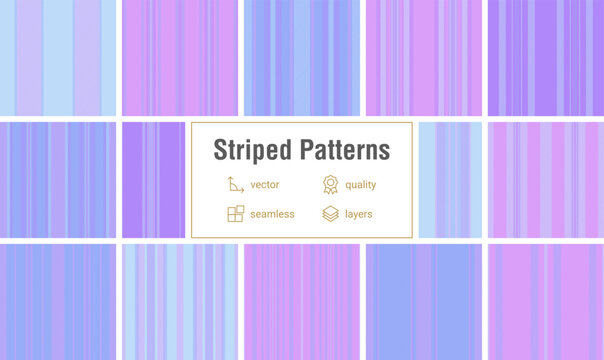 Striped bundle for ties and neck accessories. Elegant lines designs complement formal wear. Vector paths remain clean.