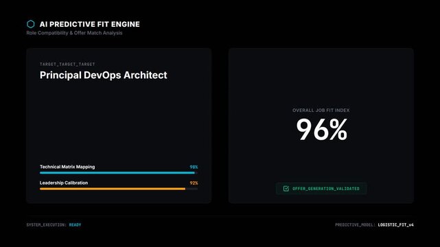 AI Predictive Fit Engine Demonstration, Principal DevOps Architect, Digital Workspace, Technology, Business Environment, Screen View, Innovation