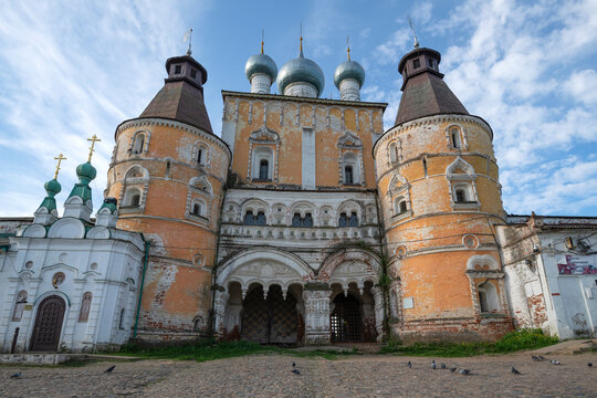 The ancient Church of the  Presentation of the Lordon on the Northern Gate of the Saints Boris and Gleb monastery. Borisoglebsky, Yaroslavl oblast