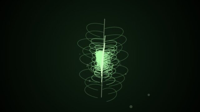 Abstract green data visualization with glowing spiral lines