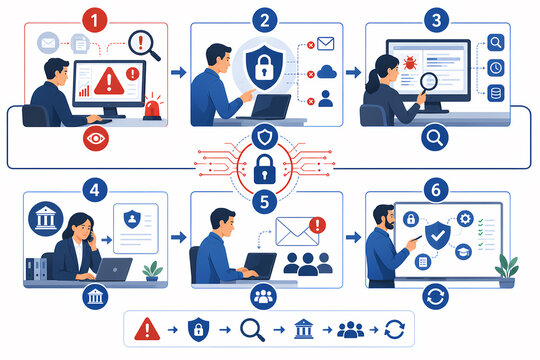 Data breach response cybersecurity illustration