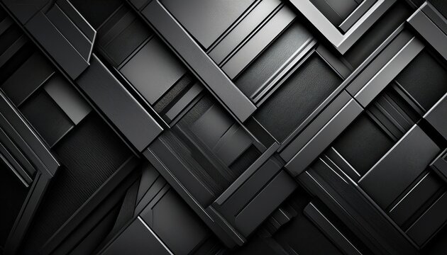 dark geometric metal background with overlapping panels industrial abstract texture concept modern architectural detail in grayscale