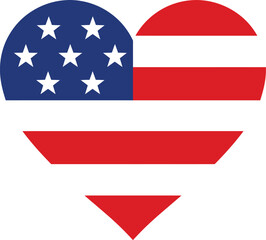 Obraz premium Heart shape graphic element styled with american flag colors and stars for patriotic themed designs and creative holiday art.