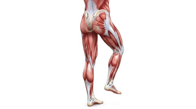 Posterior view of human leg muscles during movement